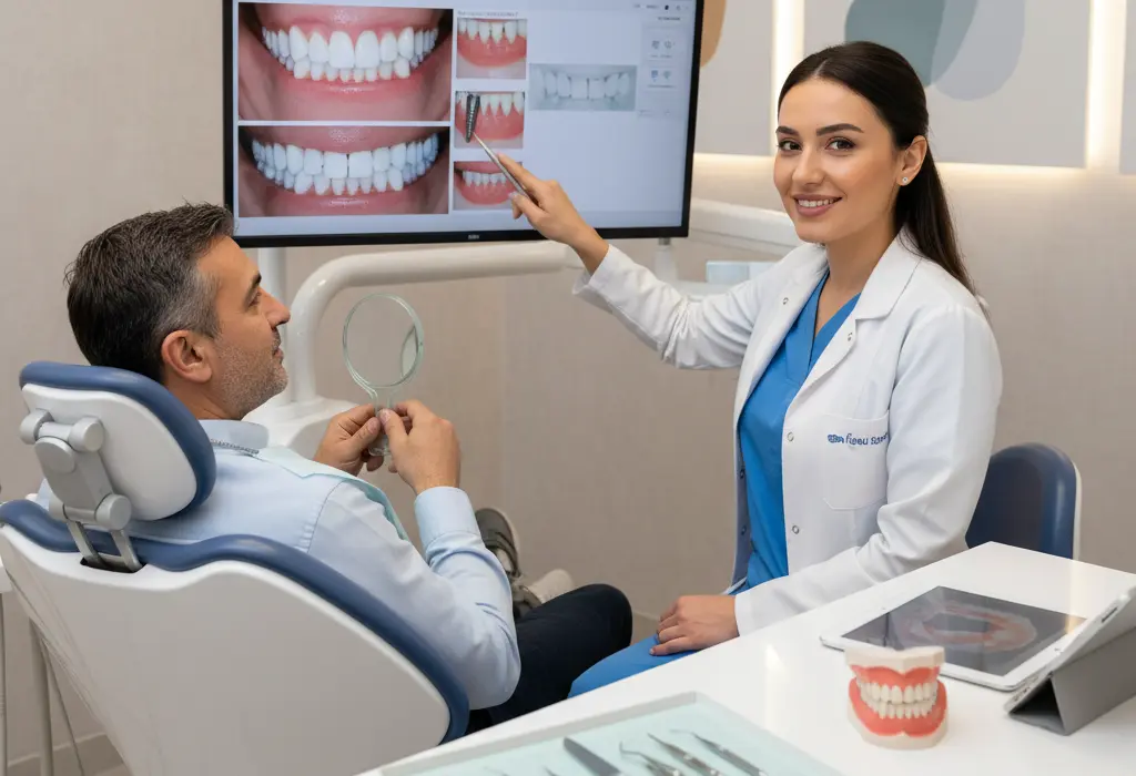 تصویر شماتیک ایمپلنت دندان برای بازیابی لبخند